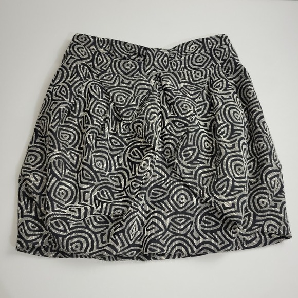 Anthropologie Eva Franco Bubble Skirt Black White Mini Zip Cotton Size 8 - Picture 1 of 10